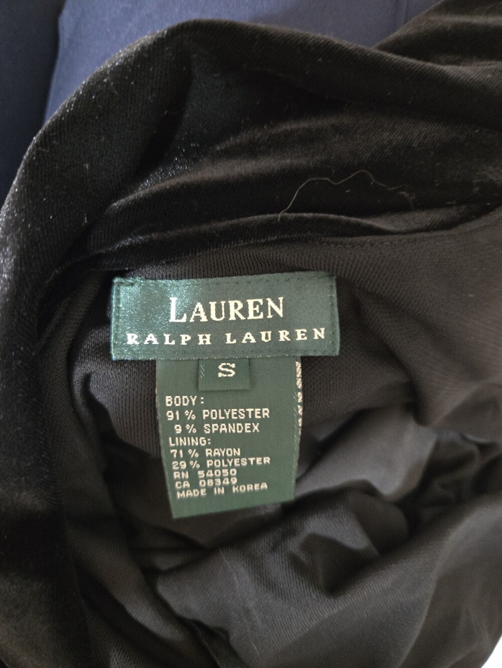 Sz S (Also Fits M) Y2K Vintage Lauren Ralph Lauren Black Stretch Velvet LS Gown - Picture 3 of 11